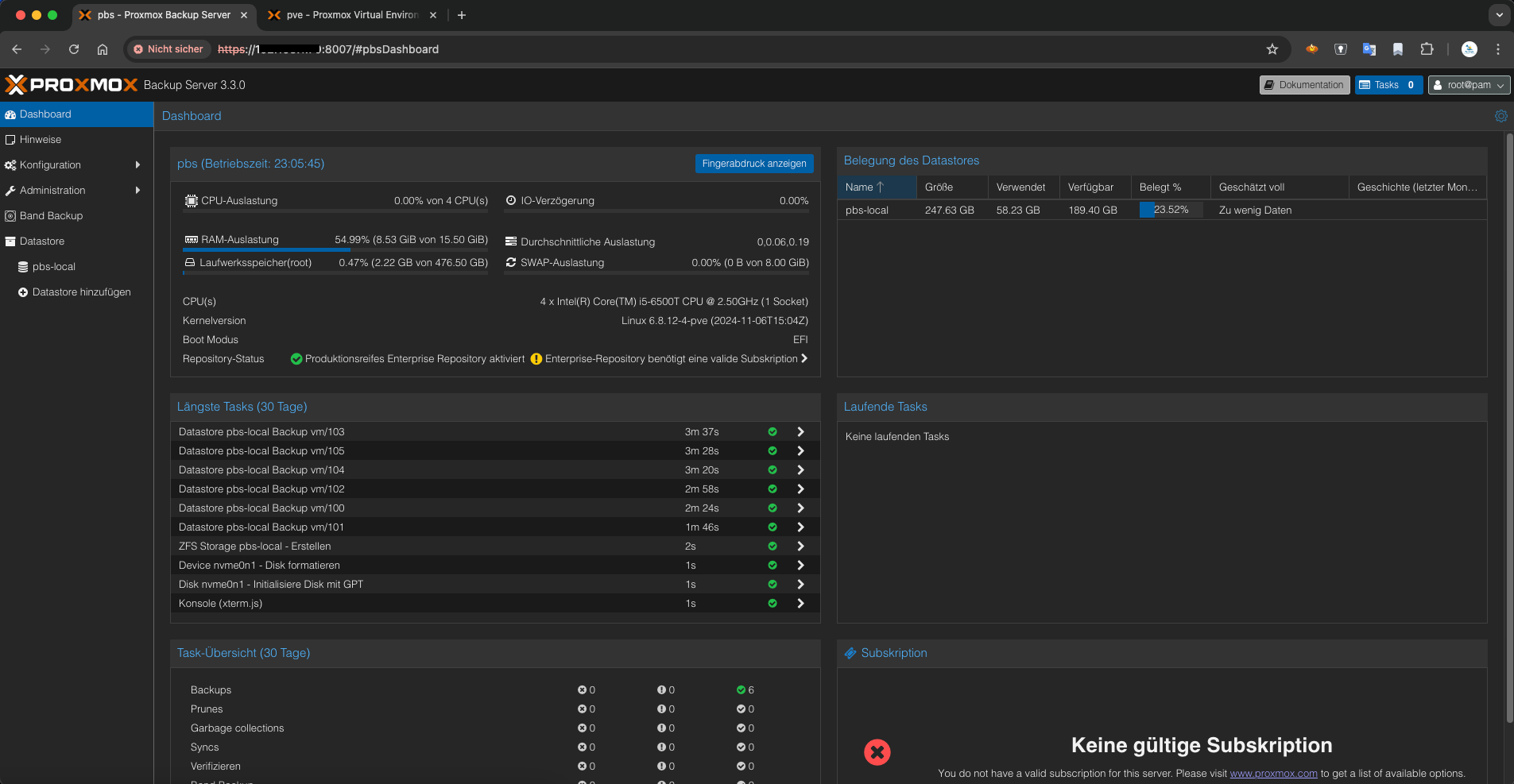 Proxmox Backup Server für Proxmox VE einrichten