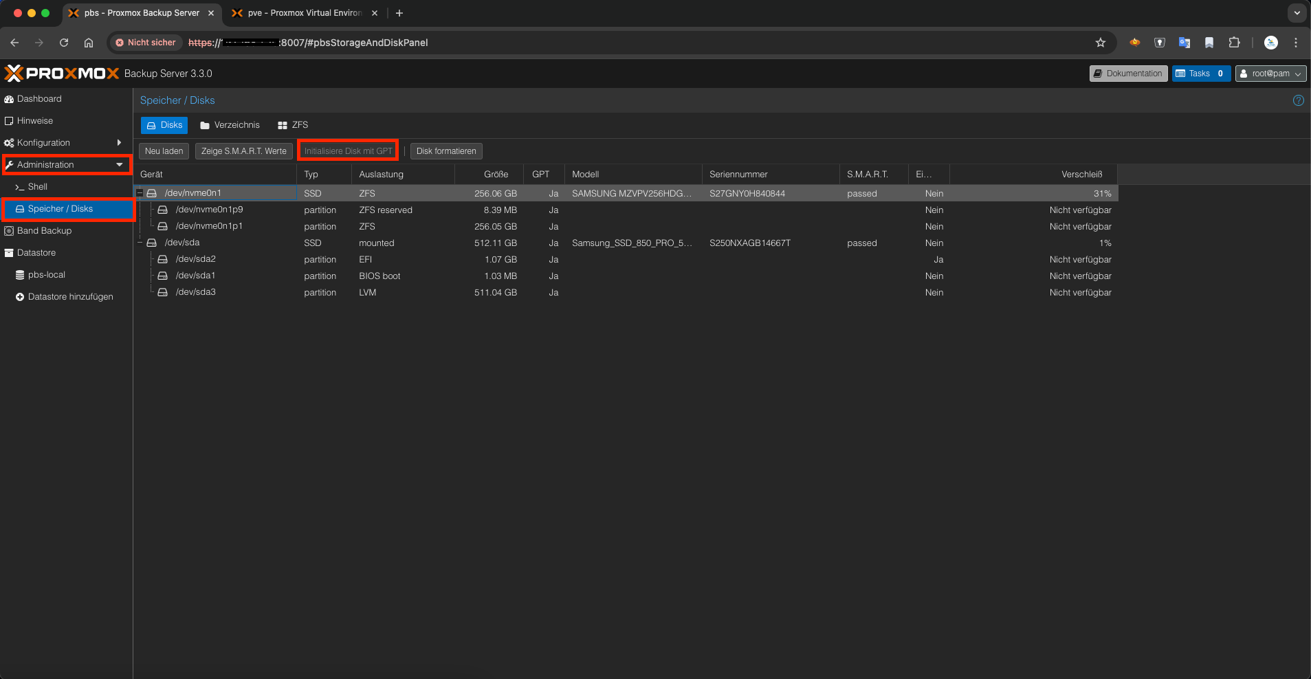 Proxmox Backup Server für Proxmox VE einrichten