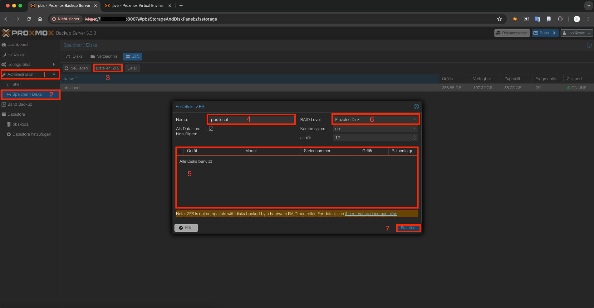 Proxmox Backup Server für Proxmox VE einrichten
