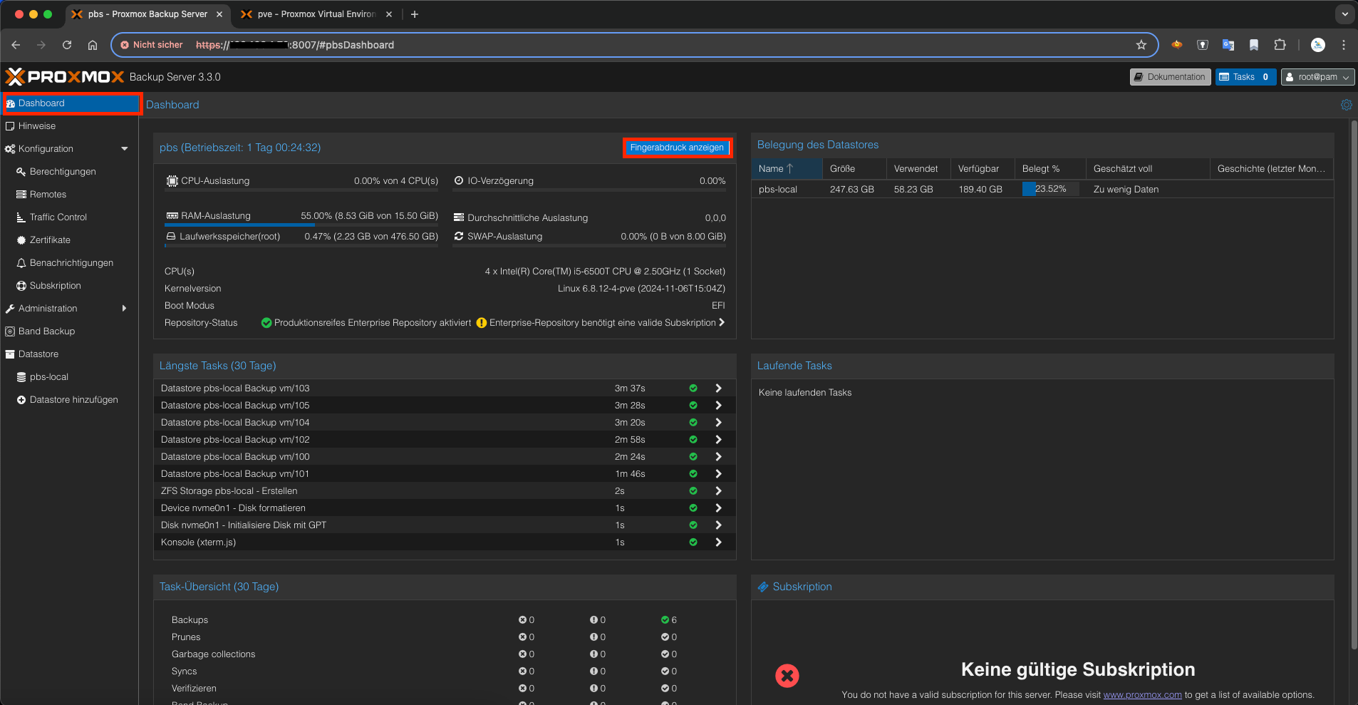 Proxmox Backup Server für Proxmox VE einrichten