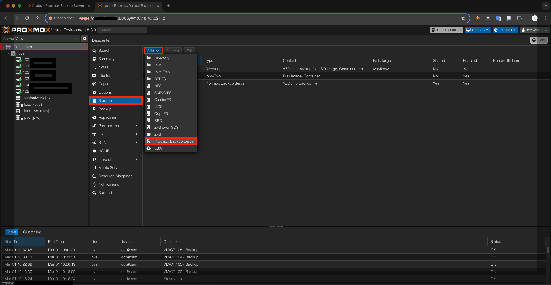 Proxmox Backup Server für Proxmox VE einrichten