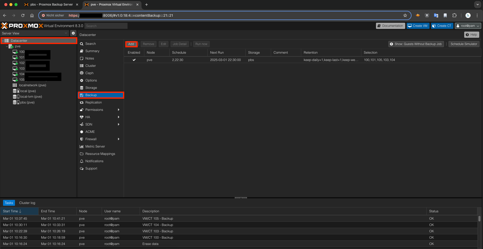 Proxmox Backup Server für Proxmox VE einrichten